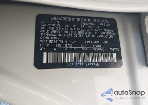 2020 Nissan Rogue Sport S Awd Xtronic Cvt from USA, damaged, VIN JN1BJ1CW6LW362205